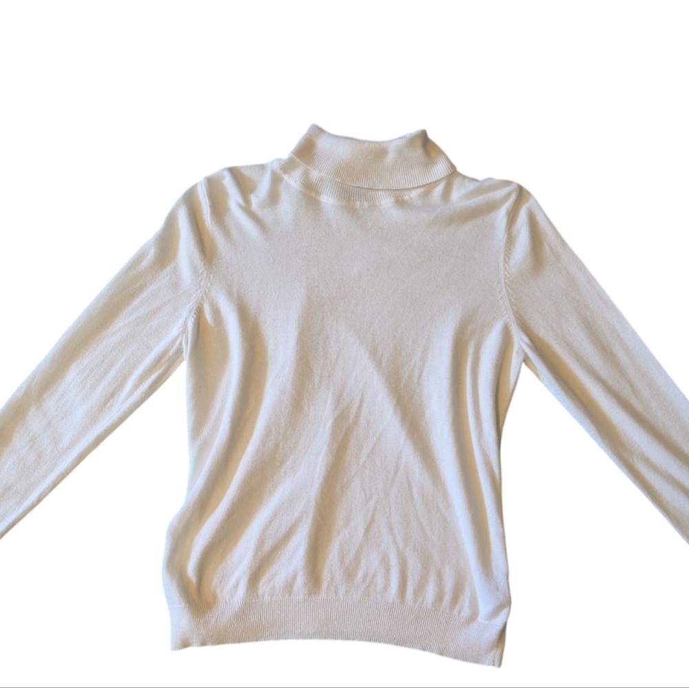 Worthington Womens Long Sleeve Turtleneck Sweater Cream Size‎ L